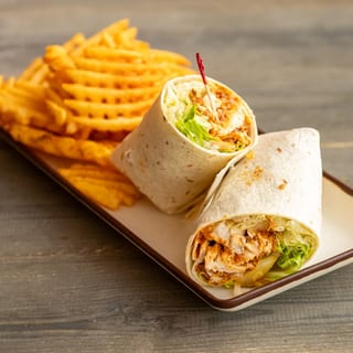 Classic Chicken Wrap with fries